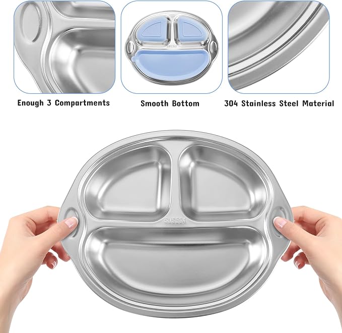 Stainless Steel Baby Suction Plates: Divided Plates - Image 7