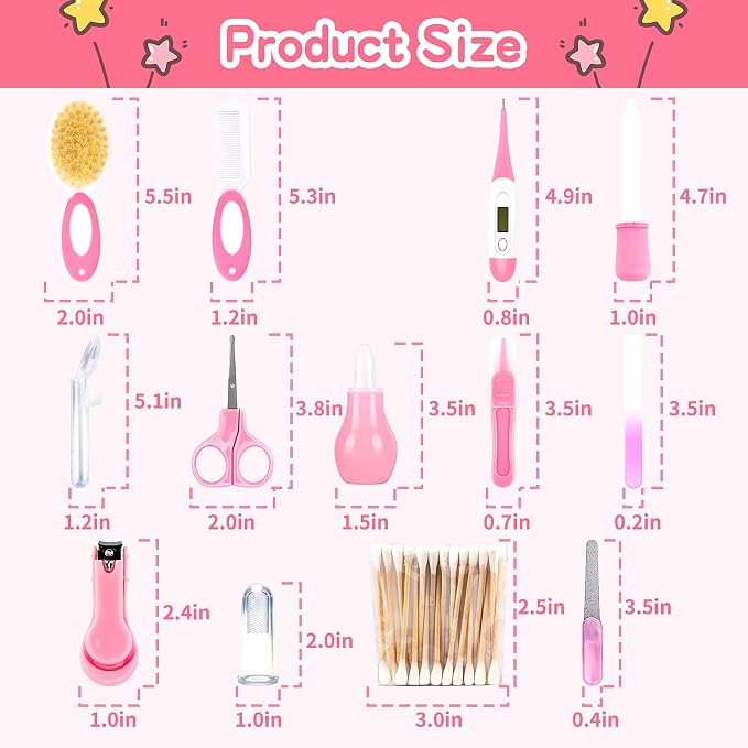 Baby Grooming Kit，Infant Safety Care Setwith Hair Brush Comb Nail Clipper Nasal - Image 3
