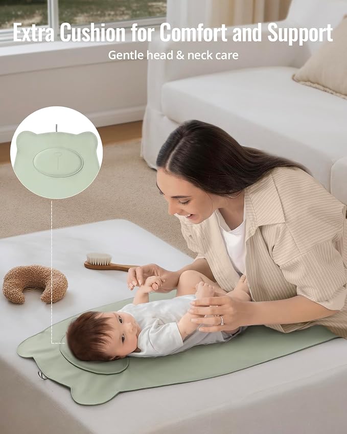 Blissful Diary Vegan Leather Portable Changing Pad, Waterproof Diaper Changing - Image 3