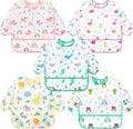 Accmor 5 Pack Long Sleeve Bibs, Baby Smock Waterproof Sleeved Bib Smock by Accmor