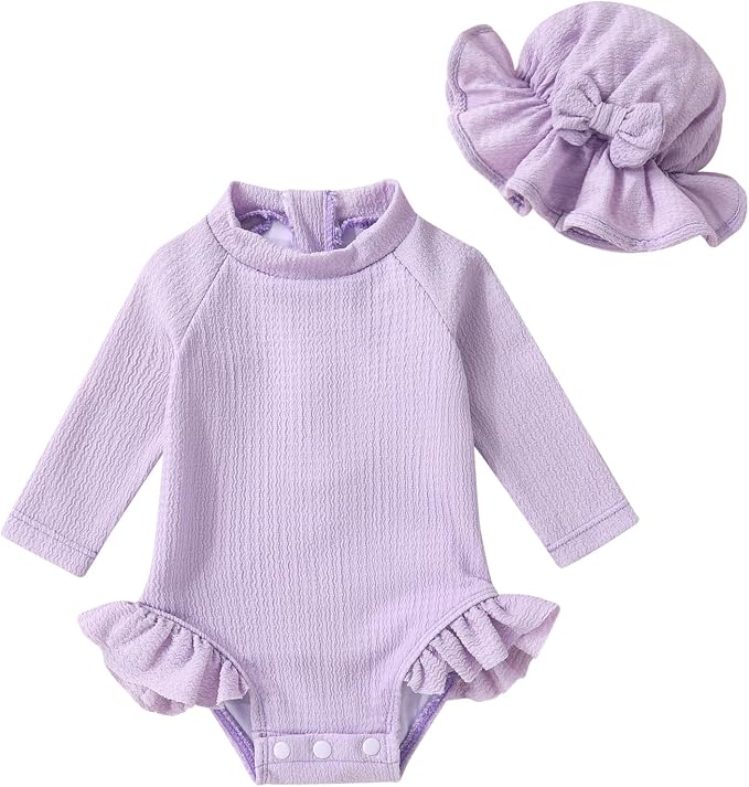 YOUNGER TREE Infant Baby Girls Swimsuit Long Sleeve Swimsuits One Piece by YOUNGERTREE