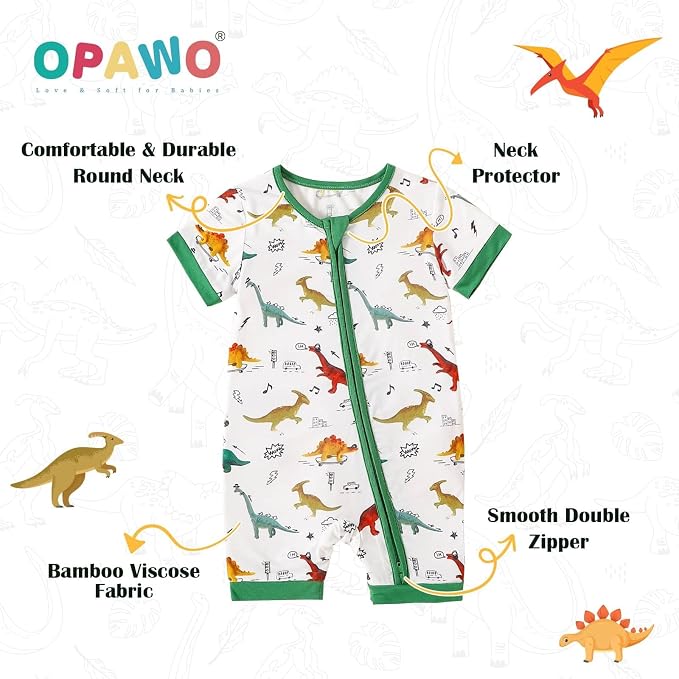 OPAWO Bamboo Baby Pajamas 3 Pack, Double Zipper Bamboo Sleepers - Image 3