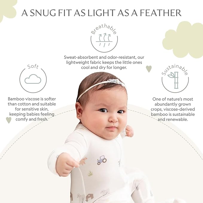 Bamboo Little Soft Baby Footie Pajamas, Baby Clothes, Newborn Sleepers - Image 3