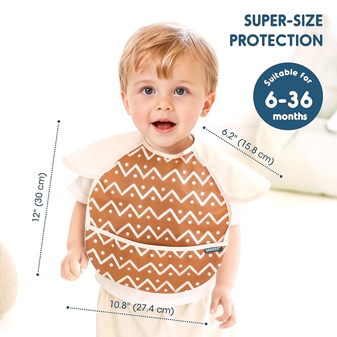 GRSSDER 3-pack Mess Proof Baby Feeding Bibs - Image 3