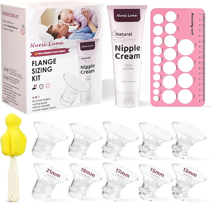 Flange Sizing Kit 3 in 1 with 10PCS Flange Inserts 13/15/17/19/21mm, Silicone by NursiLuna