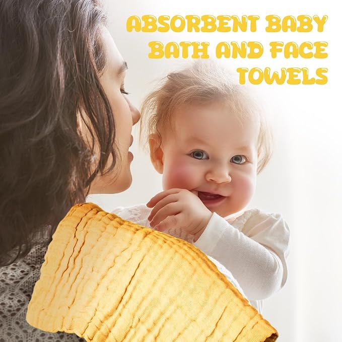 Breling 20 Pcs Baby Muslin Washcloth 12 x 12 Inch 100% Cotton Soft and - Image 7