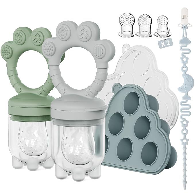 2 Pack Baby Fruit Food Feeder + Breastmilk Popsicle Molds, Baby Teethers by Unknown