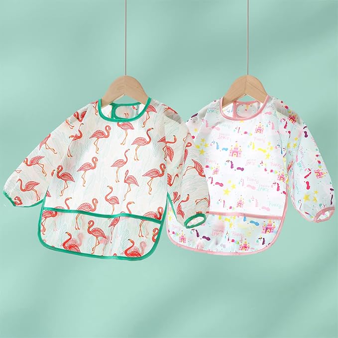 5 Pack Long Sleeve Bib, Baby Toddler Waterproof Sleeved Bib - Image 4