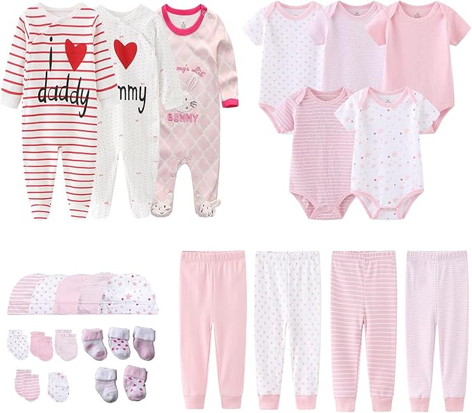 Newborn Layette Gift Set 27-Piece Baby Girl Clothes Bodysuits, Pants Essentials by MAMIMAKA