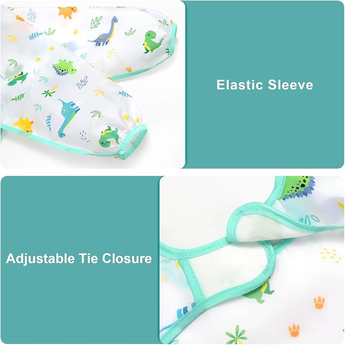Accmor 5 Pack Long Sleeve Bibs, Baby Smock Waterproof Sleeved Bib Smock - Image 2