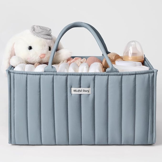Blissful Diary Baby Diaper Caddy Organizer, Stylish Storage Basket by ForEveryBabysBetterLife