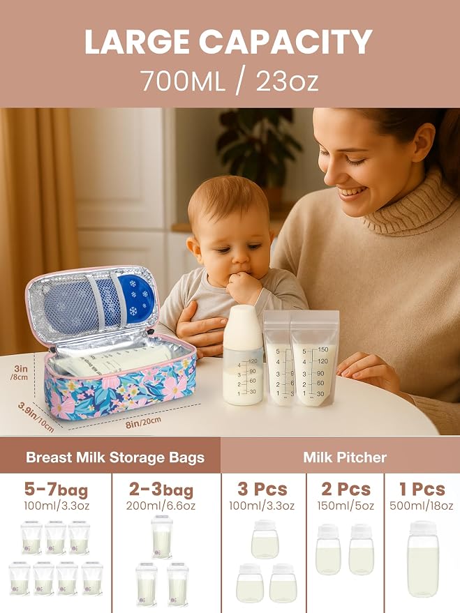 Breast Milk Cooler Travel Bag, Real-Time Temperature Display, Holds 4-6 - Image 3