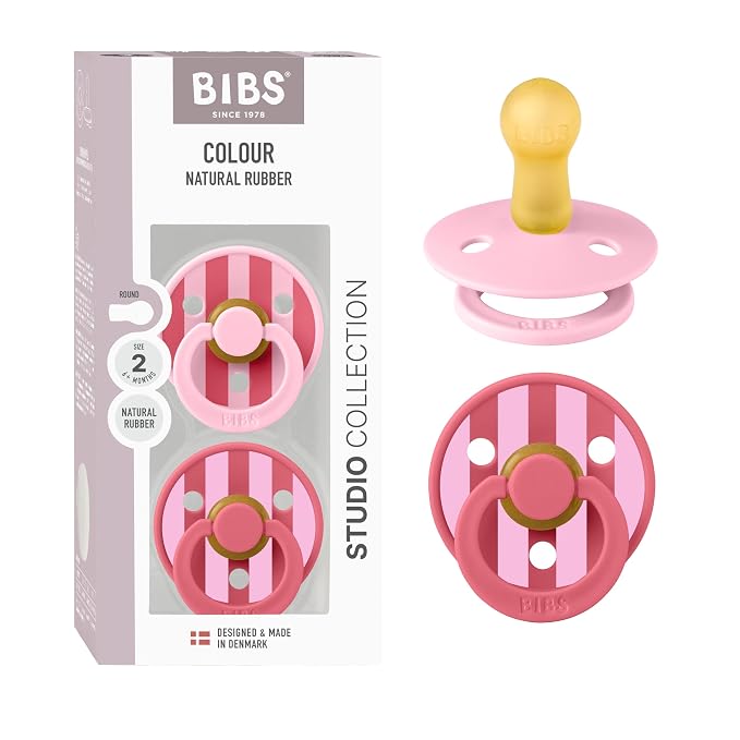 BIBS Pacifiers - Studio 2 Pack | Round Nipple Baby Pacifier | BPA Free Natural by BIBS