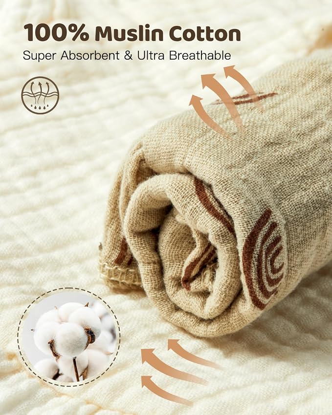 Lictin 8-Pack Muslin Baby Bibs - Image 4