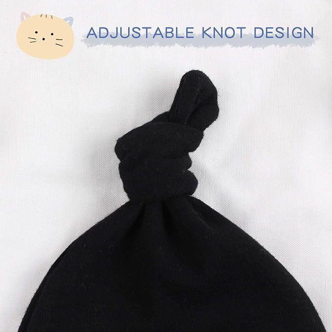 JANGANNSA Newborn Baby Hat Infant Baby Boys Beanie Top Knot Stretchy Hats - Image 3