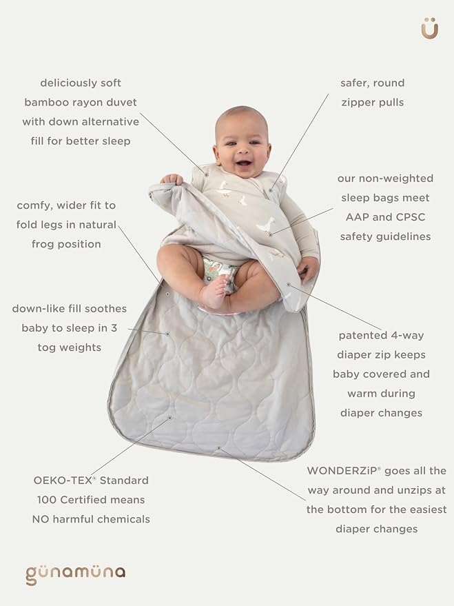 GUNAMUNA günamüna Unisex Baby, Toddler Wearable Blanket, Sleeping Bag Bamboo - Image 2