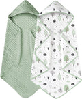 Yoofoss Hooded Baby Towels for Newborn 2 Pack 100% Muslin Organic Cotton Baby by YOOFOSS