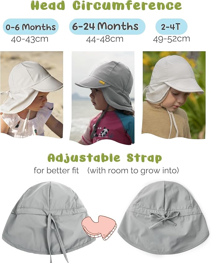 FURTALK Baby Sun Hat Girls and Boys Summer Beach Swim Hat Essentials UPF 50+ - Image 6