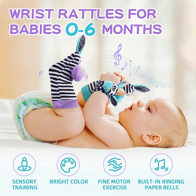 Baby Rattle 0-6 Months, Infant Rattle Socks Toys, Soft Newborn Sensory Toys - Image 4