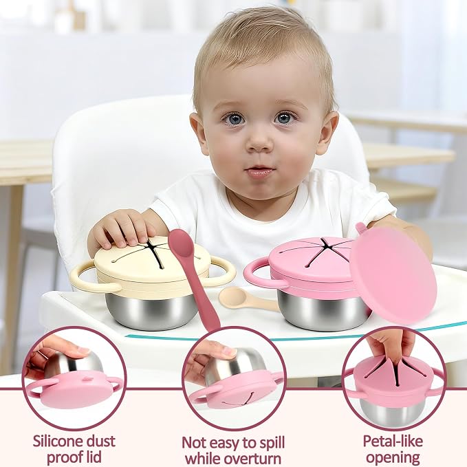2 Pack Stainless Steel Toddler Snack Cups, Snack Containers - Image 6