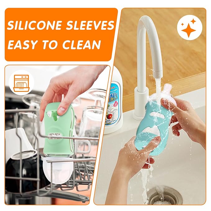 Silicone Sleeves for Avent Glass Natural Baby Bottle, 3 Pack Bottles Shatter - Image 6