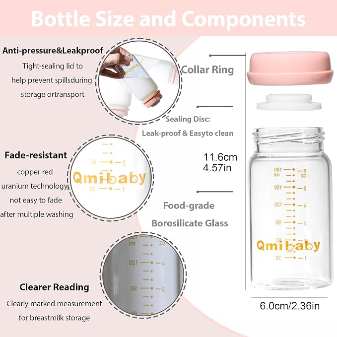 Breast Milk Storage Bottles 180ml 6oz BPA-Free Leak-Proof Natural Baby Bottle - Image 2