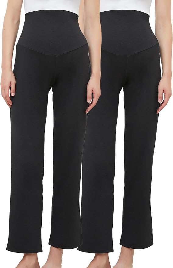 Women's Maternity Pants Casual Loose Wide/Straight Leg Comfy Palazzo Lounge by WHIMFINITY