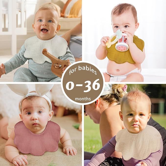 Baby Bibs Muslin Bibs 8 Pack for Drooling and Teething for Unisex Girls Boys - Image 4