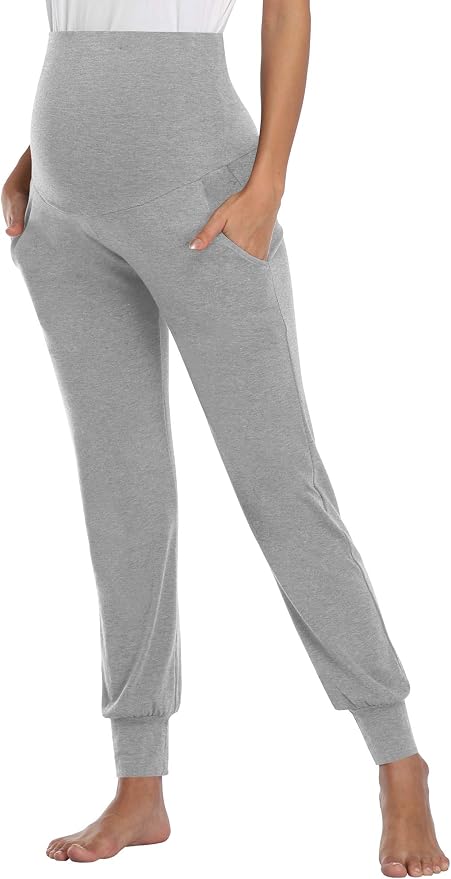 AMPOSH Women's Maternity Pants Stretchy Lounge Workout Pants Casual Loose Comfy - Image 3