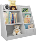 Gray Nursery Bookshelf for Kids 3 Tier Wood Shelf 4 Sling Baby Toddler Bookcase by HedoAjim