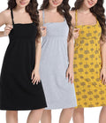 SUIEK 3-Pack Maternity Nursing Nightgown Cotton Breastfeeding Dress Pregnancy by SUIEK