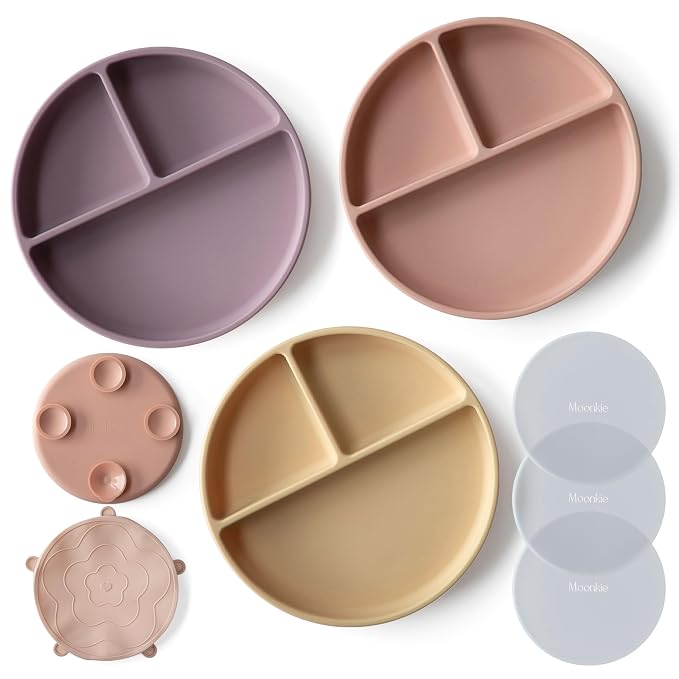 Moonkie Suction Plates for Baby | 100% Silicone BPA-Free Baby Plates by Moonkie