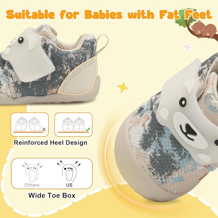 FEETCITY Baby Walking Shoes Wide Baby Shoes Boys Girls Infant Sneakers Crib - Image 2