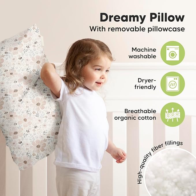 KeaBabies Toddler Pillow with Pillowcase, Jumbo 14X20 - Image 4