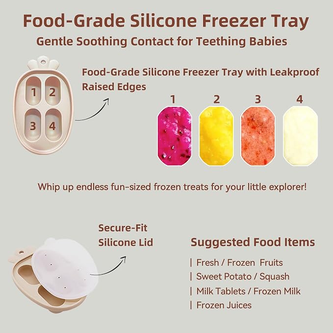 4 Pack Stylish Anti-Drop Baby Fruit Feeder & Breastmilk Popsicle Molds - Image 6