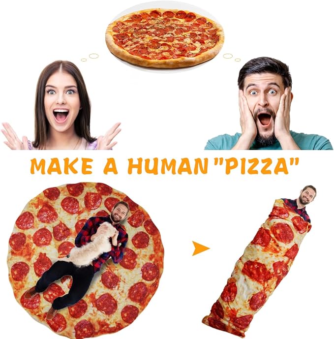 Lhedon Pizza Blanket for Teen Kids, 60 Inch Throw Blanket, Round Pepperoni - Image 3