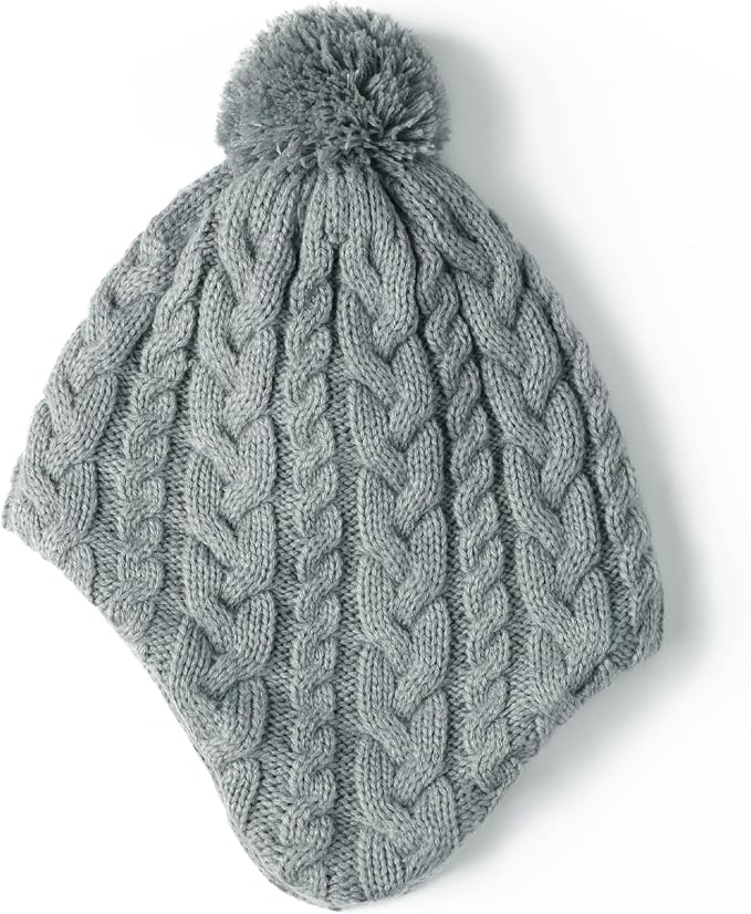 Duoyeree Kids Beanie Hat for Boys Girls Pom-pom Kint Hats Cozy Lining Winter - Image 2