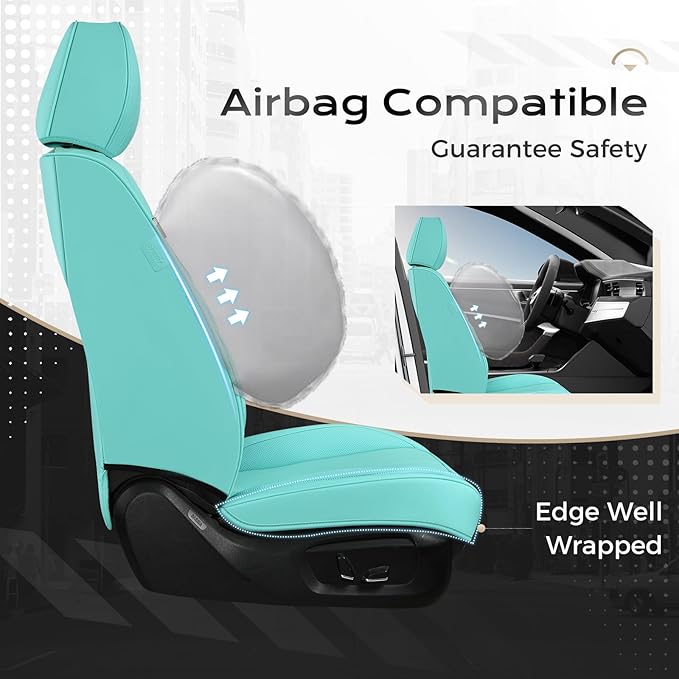 Coverado Car Seat Covers Full Set, Car Seat Protector Waterproof, Nappa Leather - Image 4
