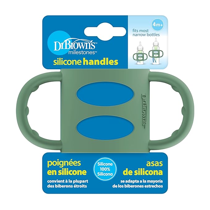 Dr. Brown's Narrow Baby Bottle Handles, 100% Silicone, Easy Grip Removable by DrBrowns