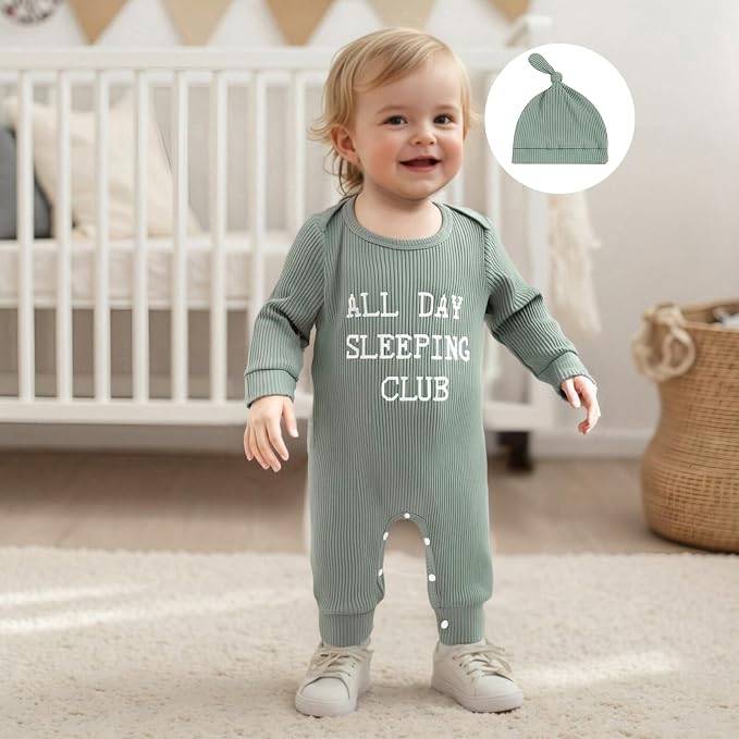 Fernvia Newborn Baby Boy Clothes Letters Print Bodysuit 3 6 9 12 18 Months Long - Image 2