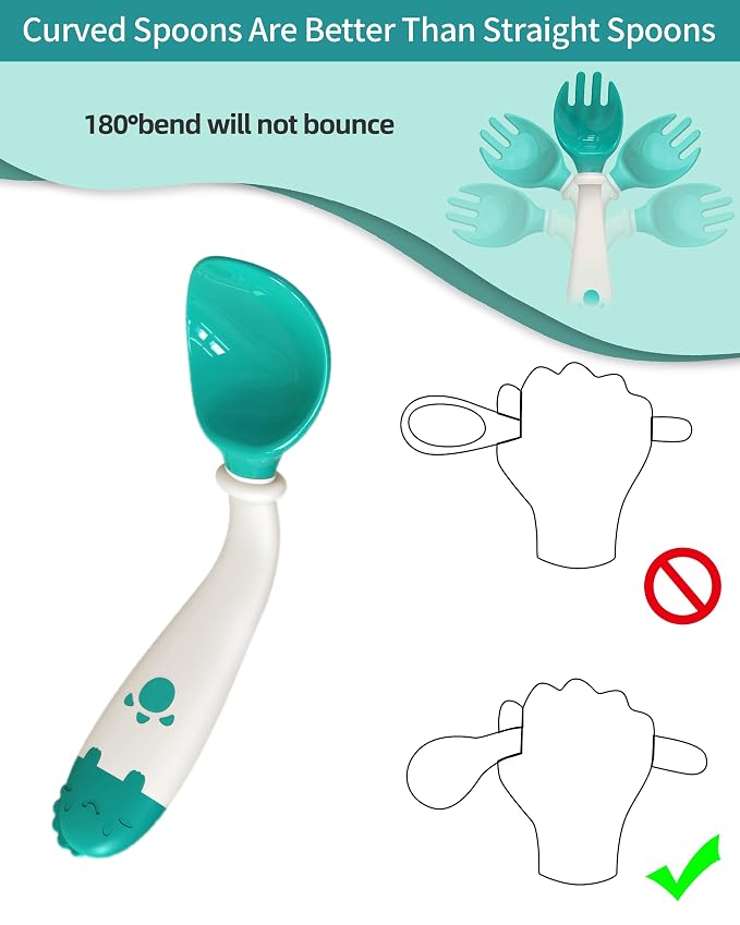 Deejoy Toddler Utensils, Self-feeding Flatware Set withTravel Case, Baby Spoons - Image 5