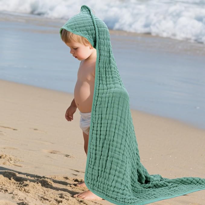 Muslin Hooded Baby Towels 100% Cotton ，Super Soft Muslin Baby Bath Towel - Image 4