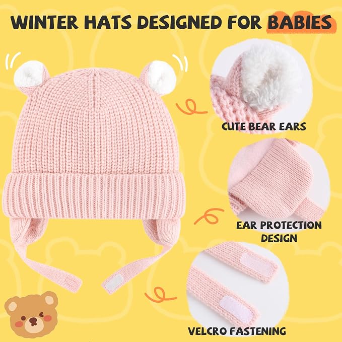 Duoyeree Cozy Baby Beanie with Earflaps and Fleece Lining - Image 3