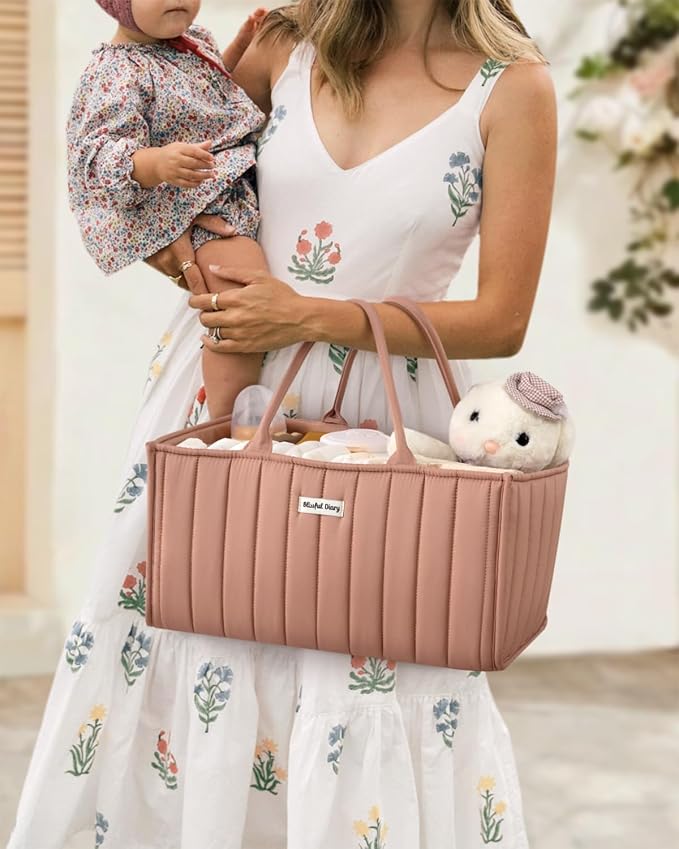 Blissful Diary Baby Diaper Caddy Organizer, Stylish Storage Basket - Image 5