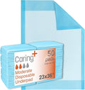 Caring Disposable Underpads 23 x 36 in, Moderate Absorbency Bed Pads, Chucks by Caring