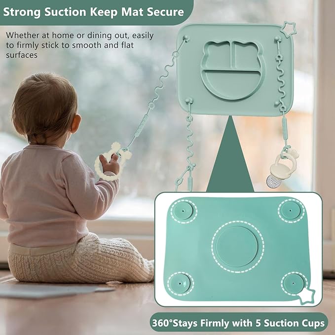 1 Pack Silicone Mat for Babies, Baby Placemat Built-in Suction Base and - Image 6