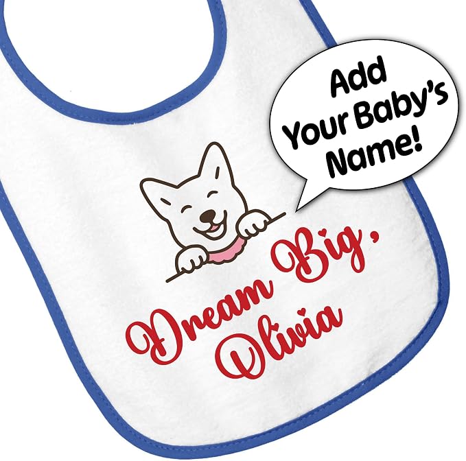 Personalized Baby Bib – Soft Cotton Terry, Cute Jindo Dog Design - Image 3