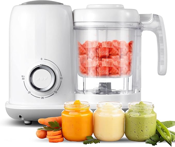 Baby Food Maker, 4 in 1 Baby Food Processor and Steamer, Puree Blender by AMZBABYCHEF