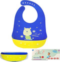 Silicone Baby Bibs Unisex, Self-Feeding, Catch-all Large Pocket, 6-48 months by LuluLittles