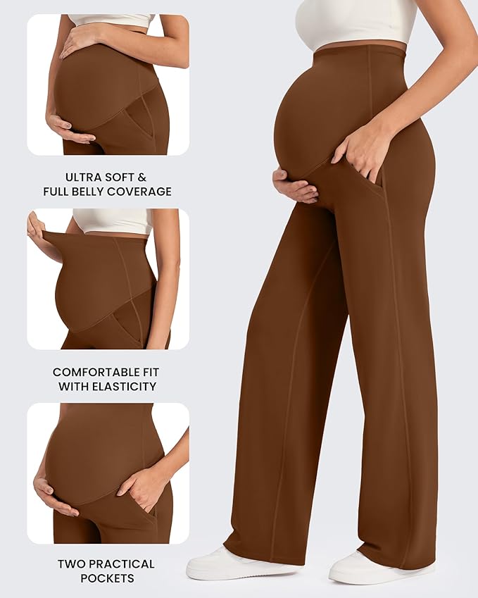 G4Free Maternity Pants Over The Belly Yoga Dress Work Pregnancy Pants Stretchy - Image 6